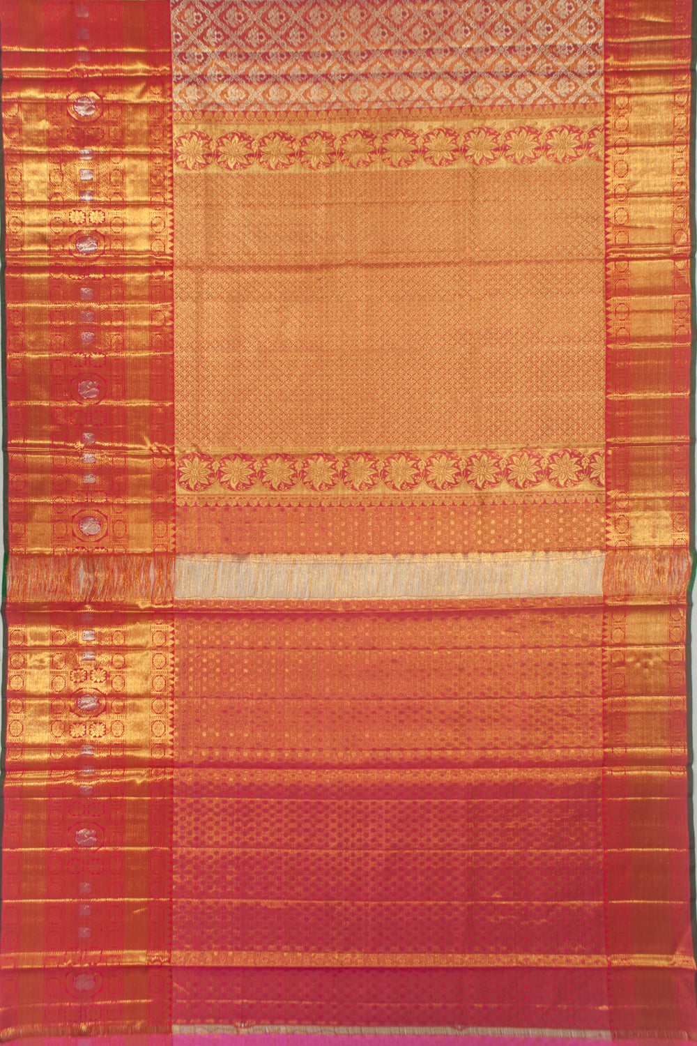 Kanchipuram Silk Tissue Brocade Pink Saree