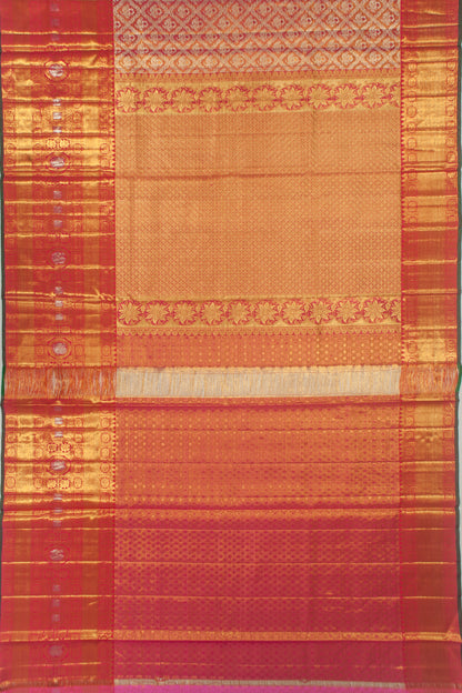 Kanchipuram Silk Tissue Brocade Pink Saree