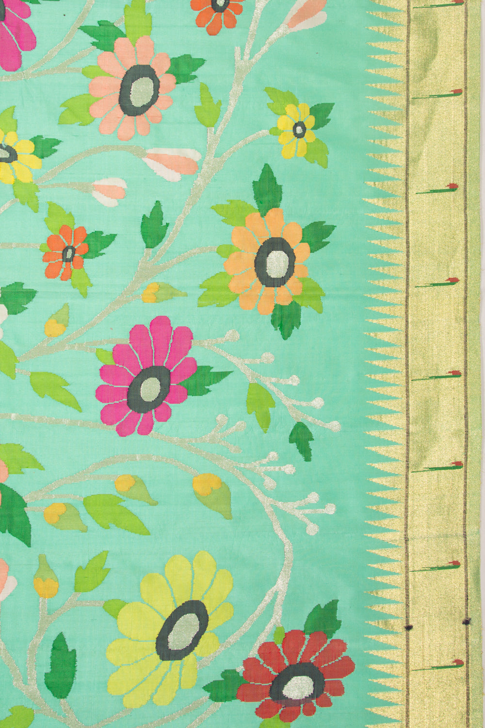 Paithani Silk All Over Sea Green Saree