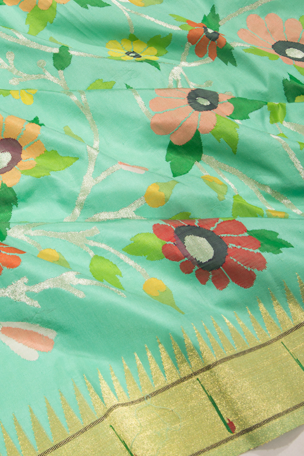 Paithani Silk All Over Sea Green Saree