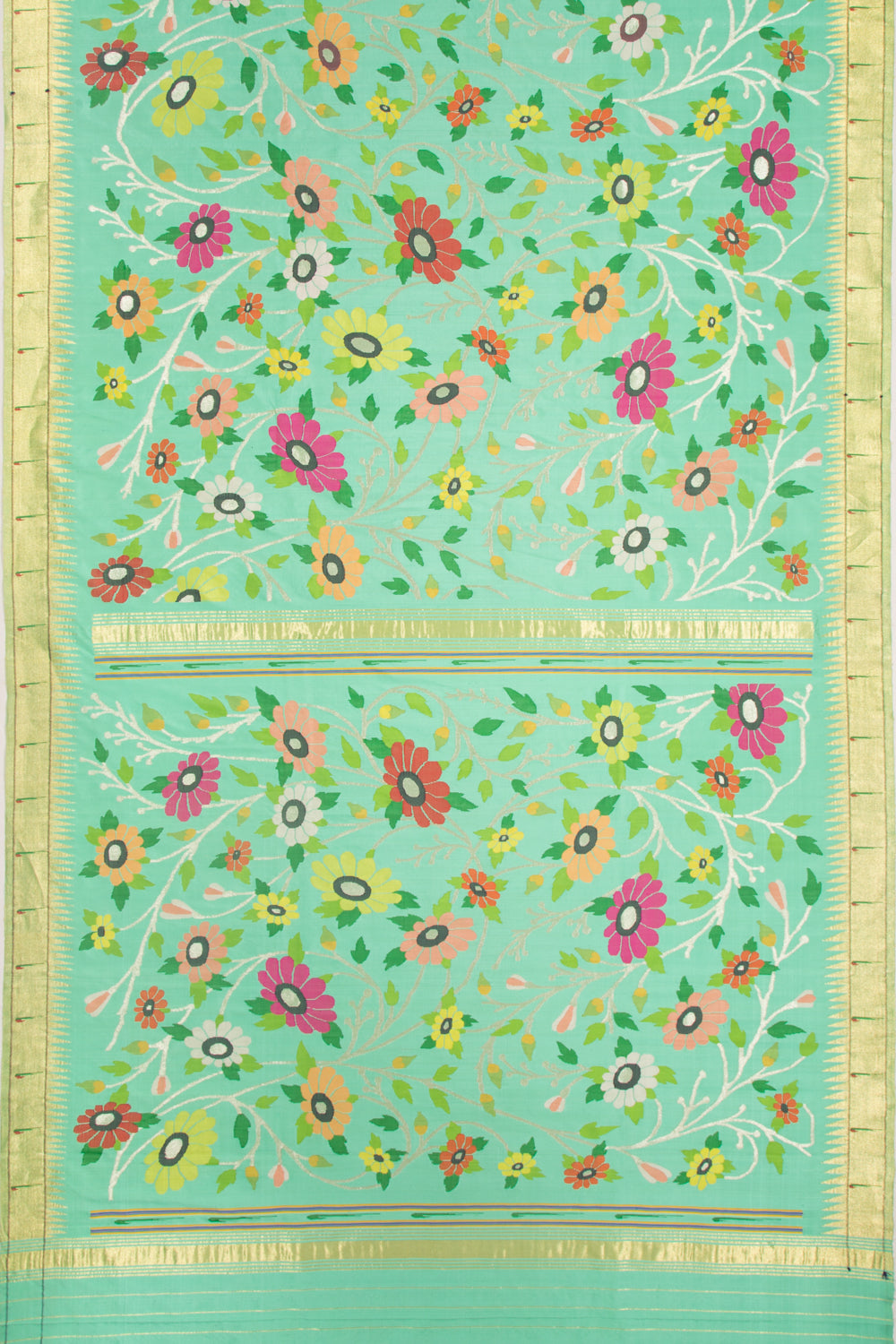 Paithani Silk All Over Sea Green Saree