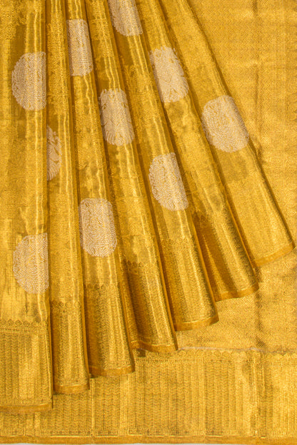 Kanchipuram Silk Tissue Brocade Gold Saree