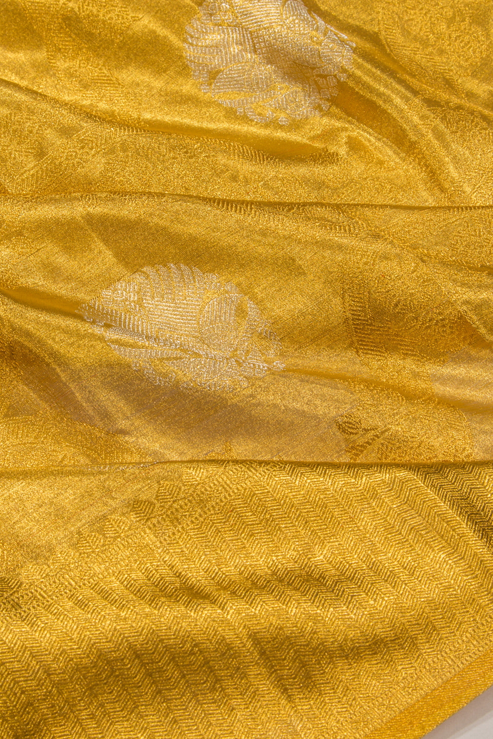 Kanchipuram Silk Tissue Brocade Gold Saree