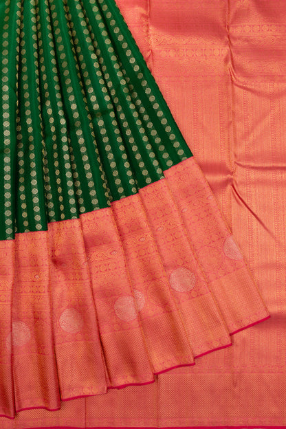Kanchipuram Silk Brocade Bottle Green Saree