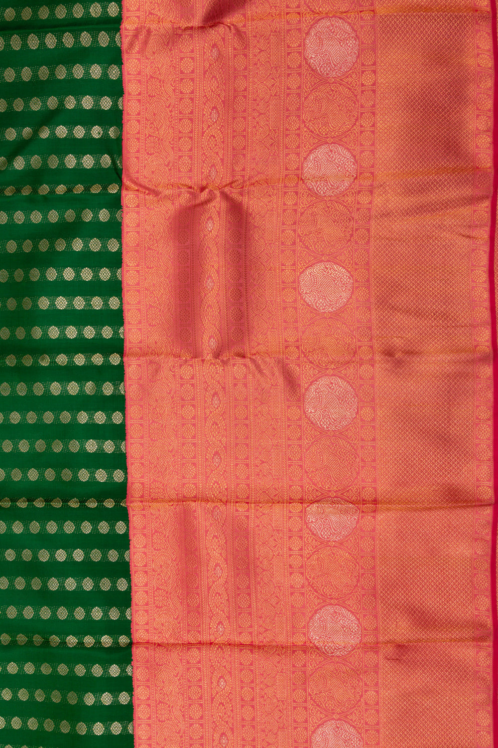 Kanchipuram Silk Brocade Bottle Green Saree