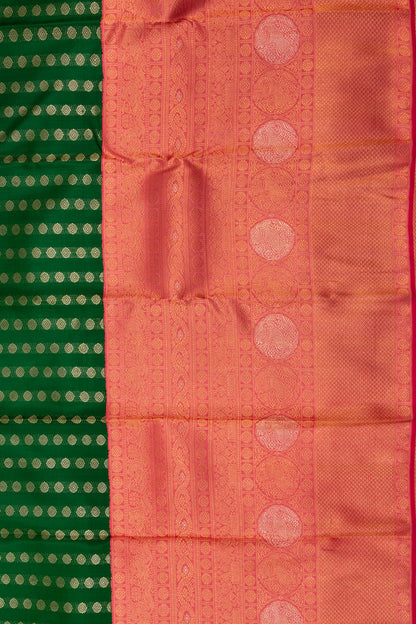 Kanchipuram Silk Brocade Bottle Green Saree