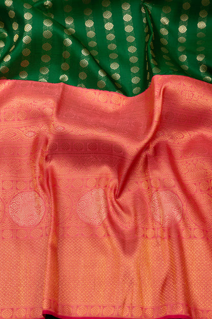 Kanchipuram Silk Brocade Bottle Green Saree