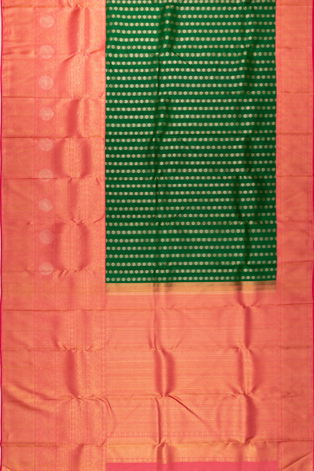 Kanchipuram Silk Brocade Bottle Green Saree