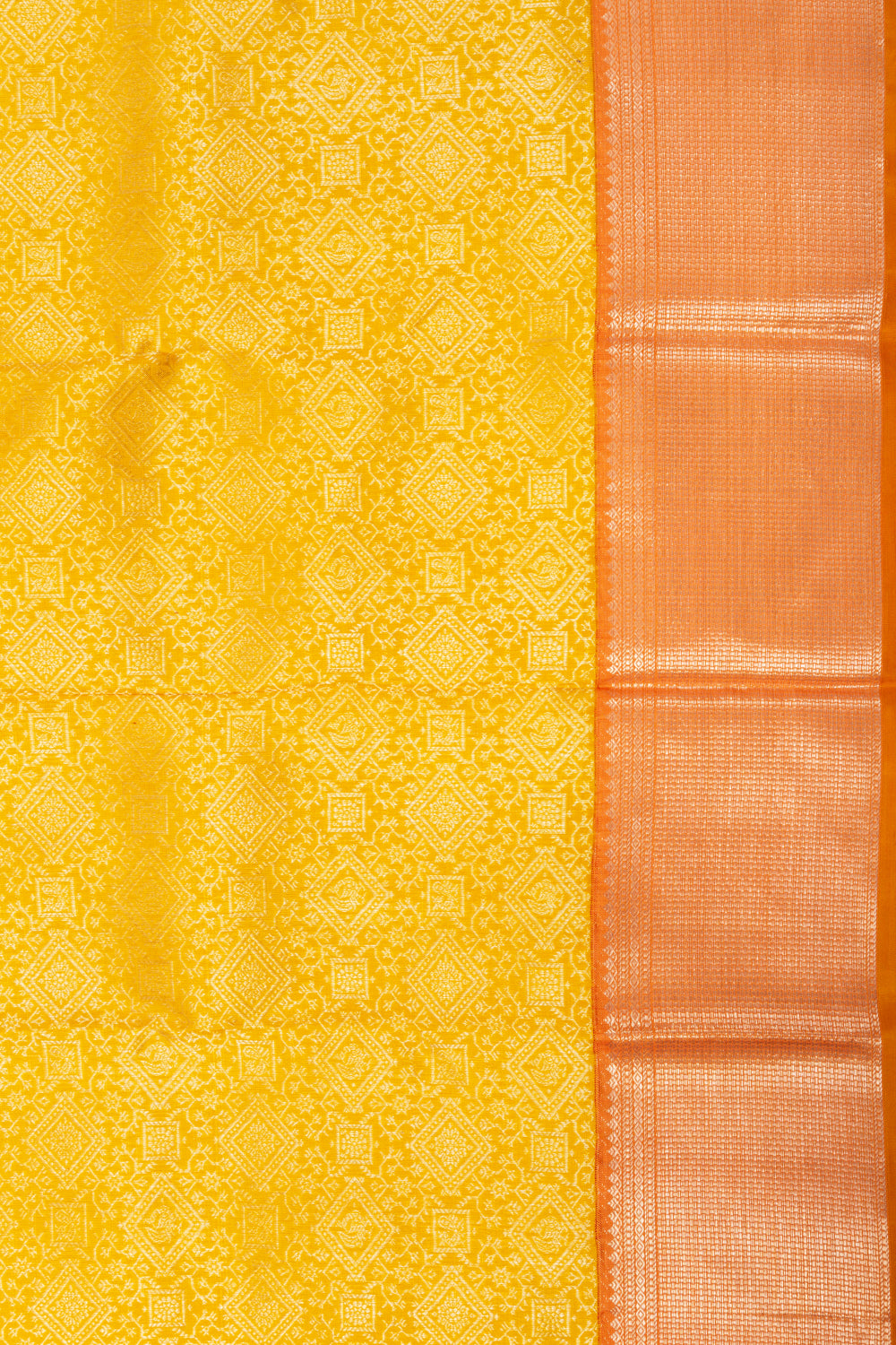 Kanchipuram Silk Brocade Yellow Saree