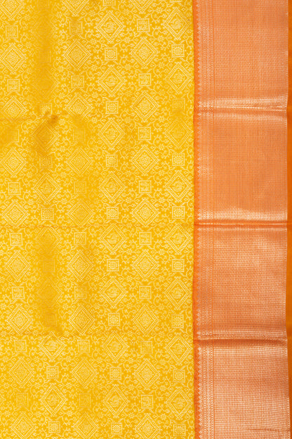 Kanchipuram Silk Brocade Yellow Saree