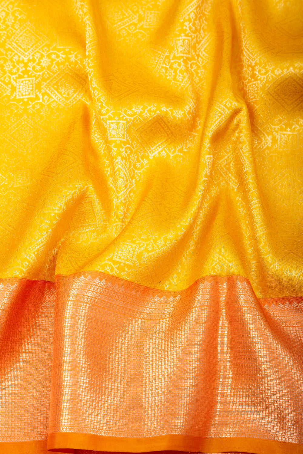 Kanchipuram Silk Brocade Yellow Saree