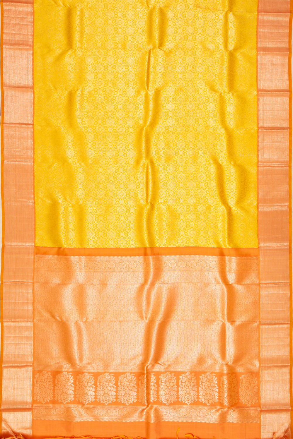Kanchipuram Silk Brocade Yellow Saree