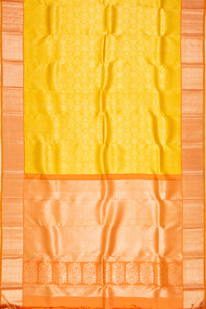 Kanchipuram Silk Brocade Yellow Saree
