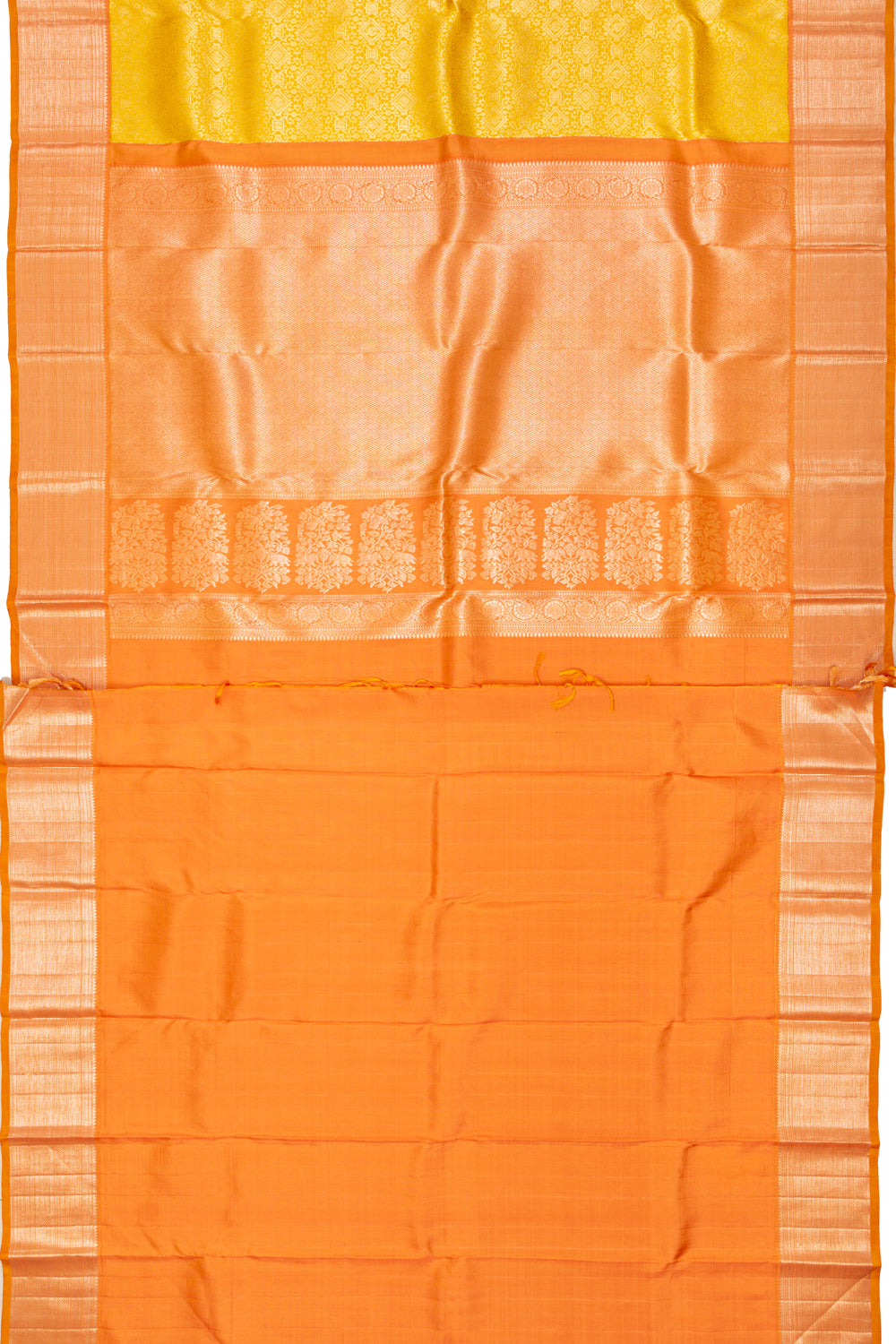 Kanchipuram Silk Brocade Yellow Saree