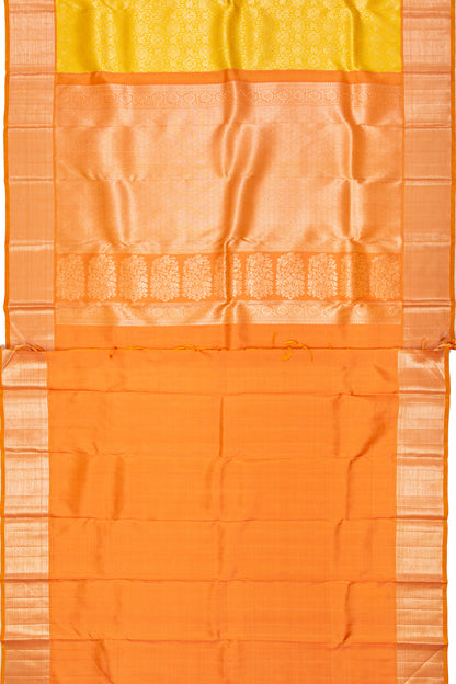 Kanchipuram Silk Brocade Yellow Saree