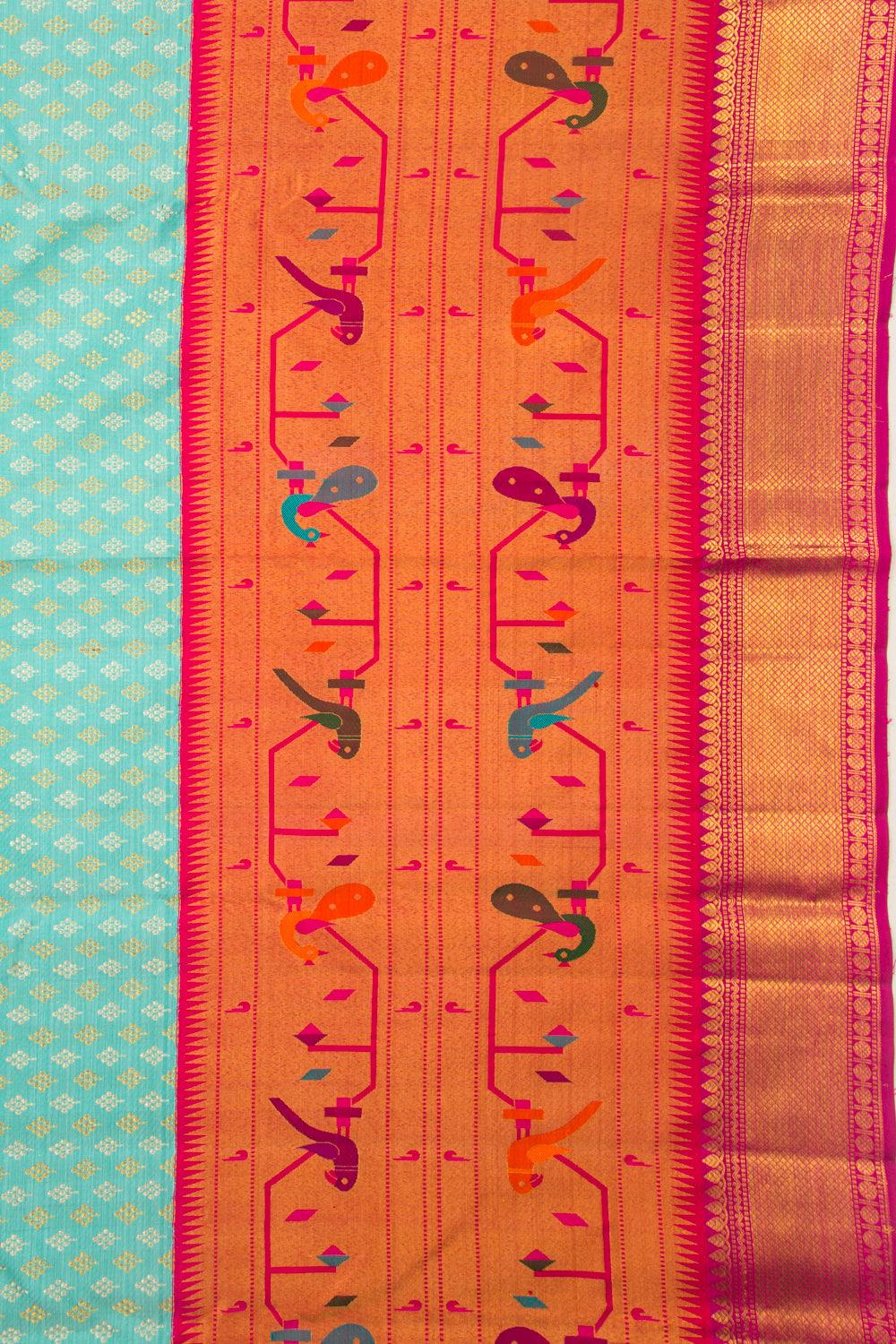 Kanchipuram Silk Brocade Sky Blue Saree