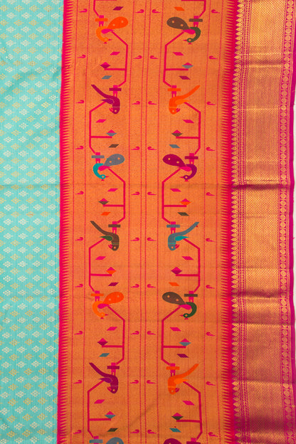Kanchipuram Silk Brocade Sky Blue Saree