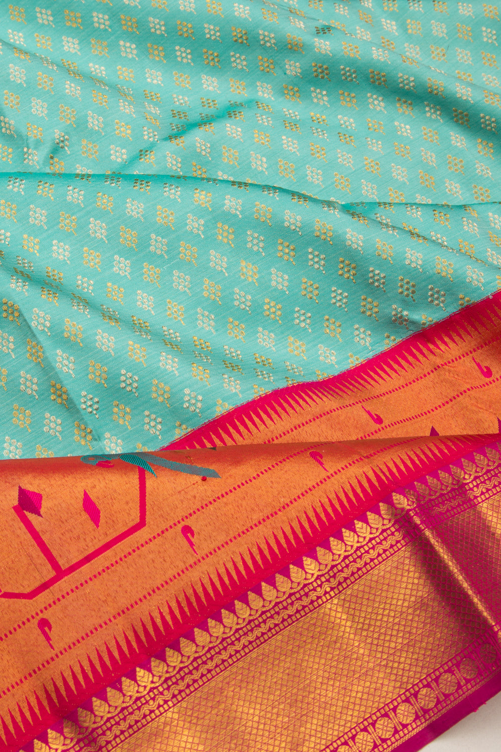 Kanchipuram Silk Brocade Sky Blue Saree