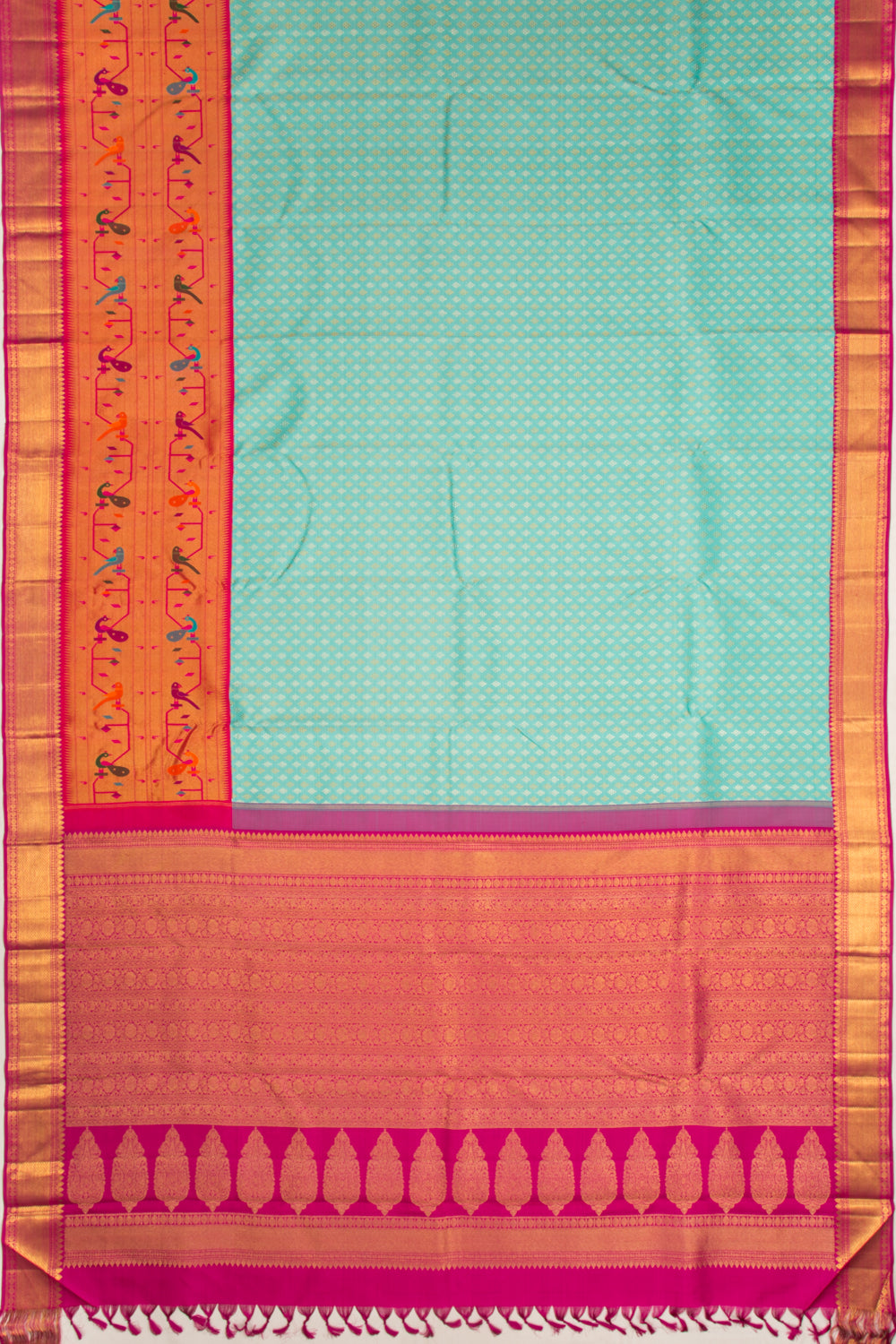 Kanchipuram Silk Brocade Sky Blue Saree