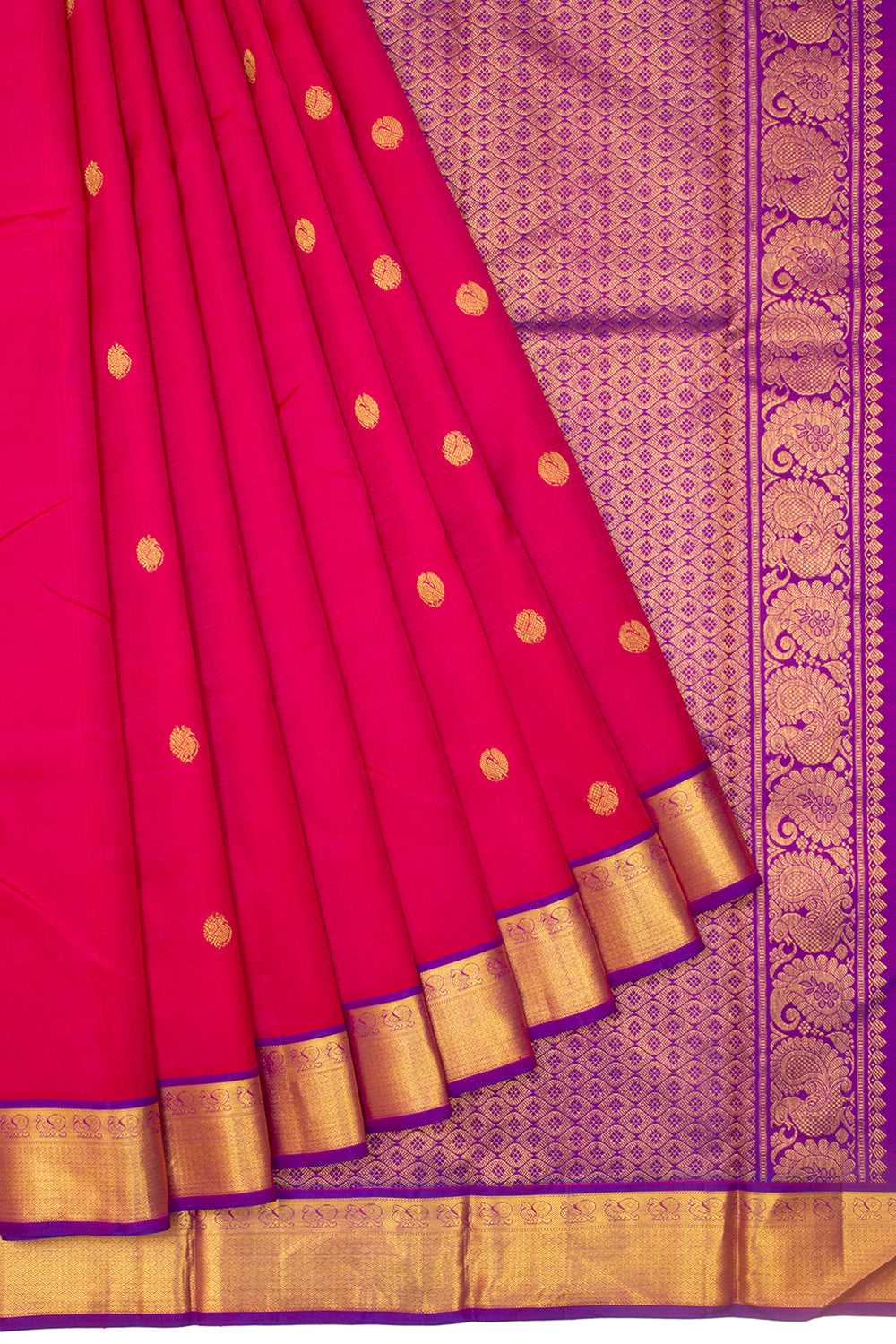 Kanchipuram Silk Butta Magenta Pink Saree