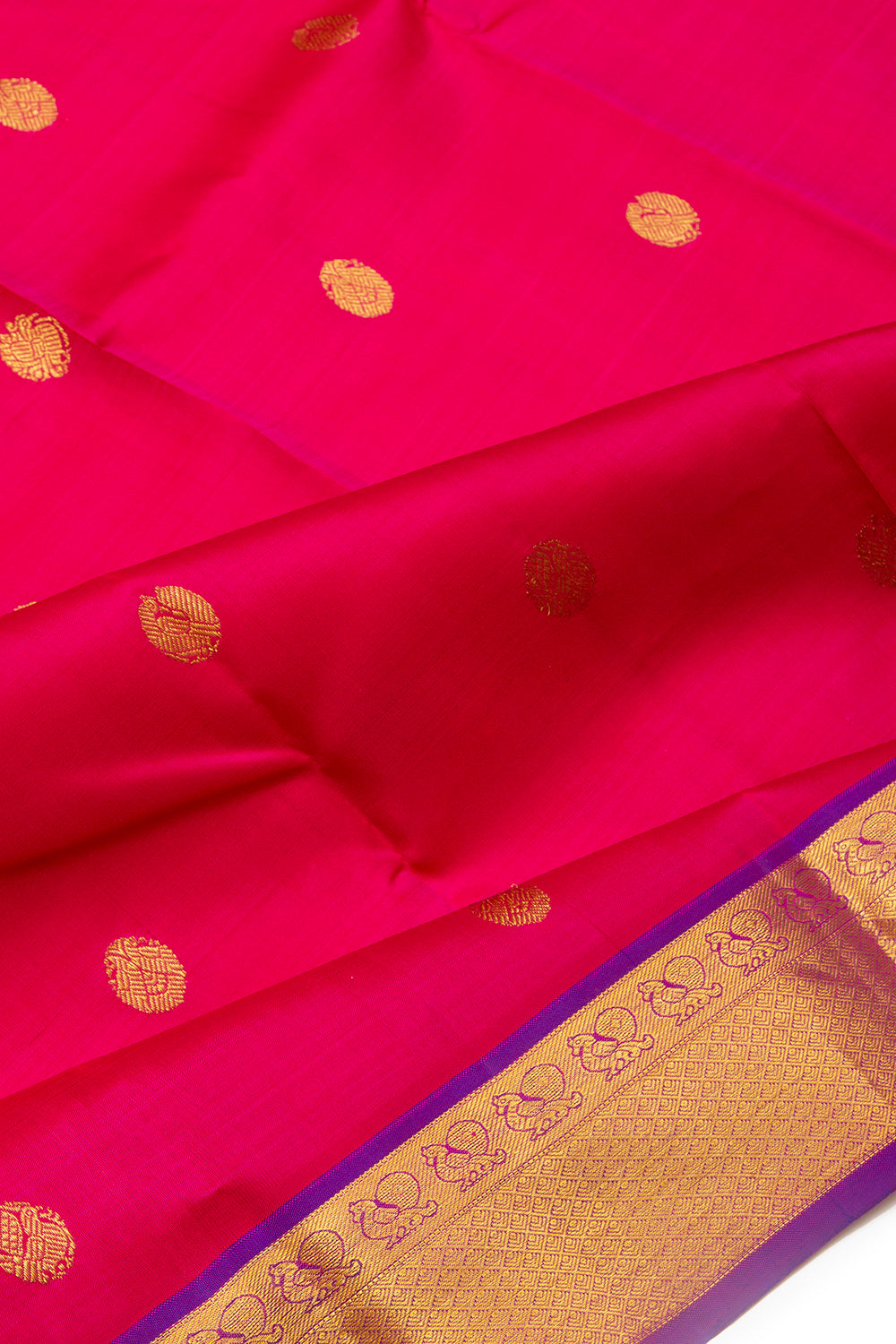 Kanchipuram Silk Butta Magenta Pink Saree