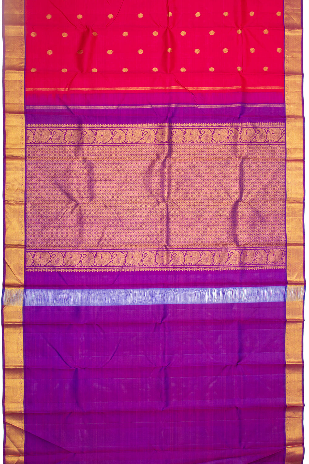 Kanchipuram Silk Butta Magenta Pink Saree