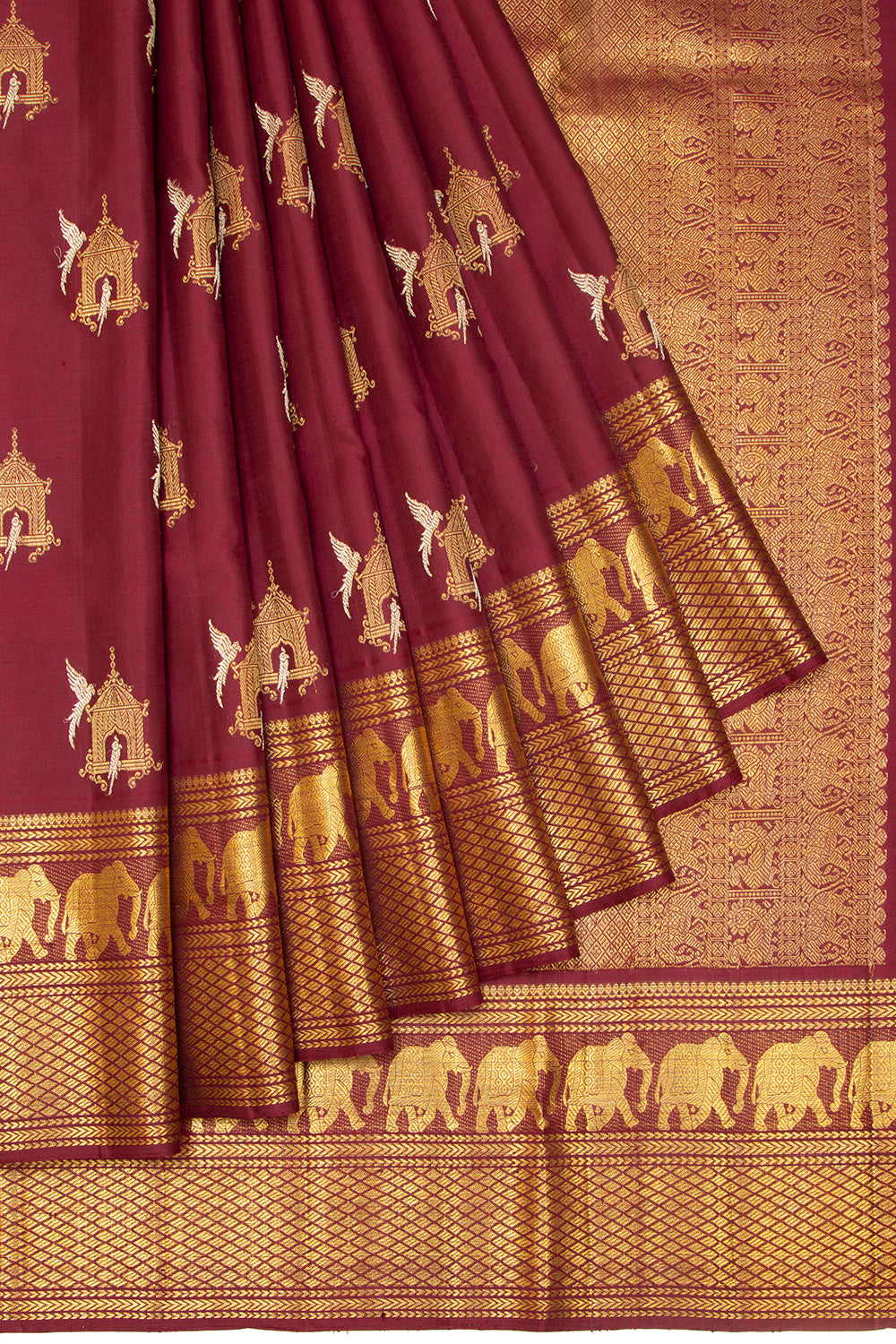 Kanchipuram Silk Butta Maroon Saree