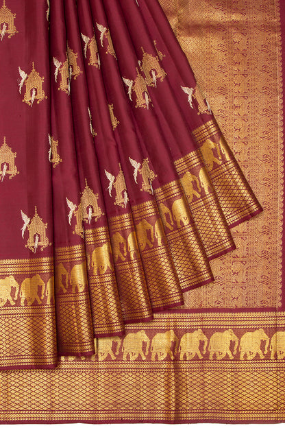 Kanchipuram Silk Butta Maroon Saree