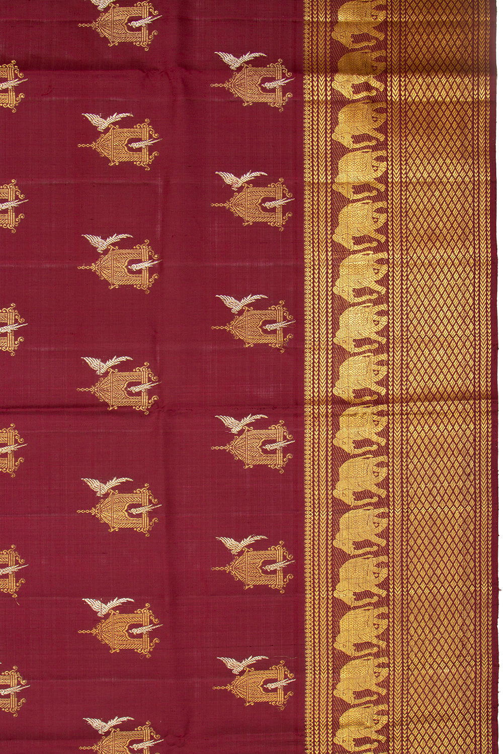 Kanchipuram Silk Butta Maroon Saree