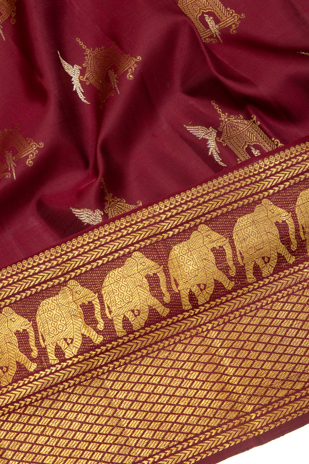 Kanchipuram Silk Butta Maroon Saree