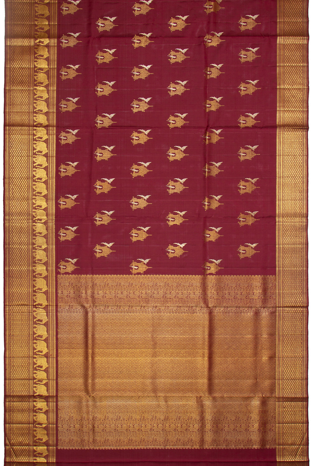 Kanchipuram Silk Butta Maroon Saree