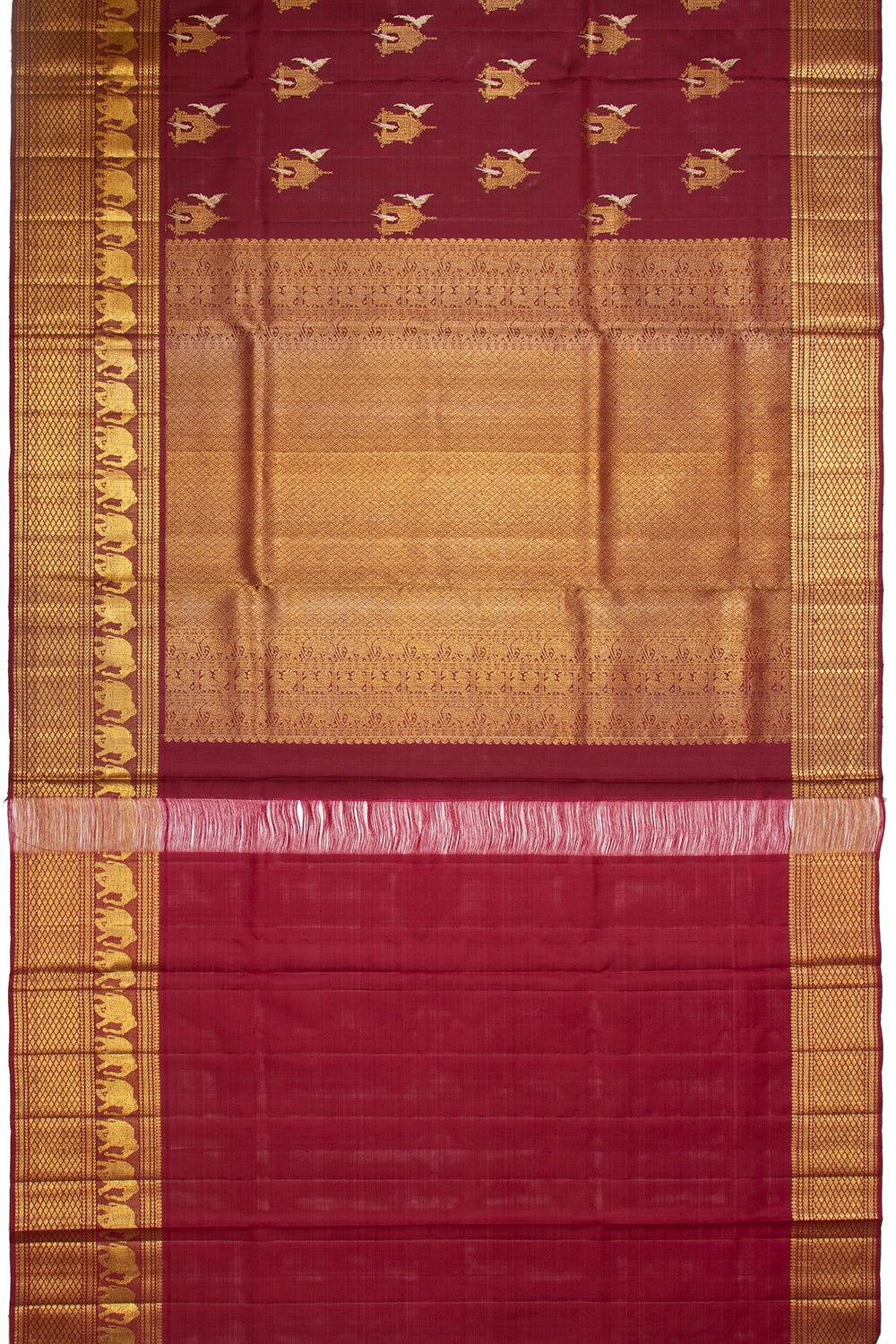 Kanchipuram Silk Butta Maroon Saree