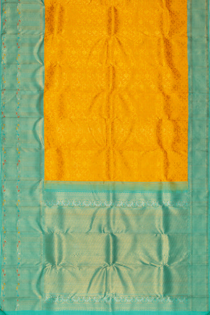 Kanchipuram Silk Jaal Yellow Saree