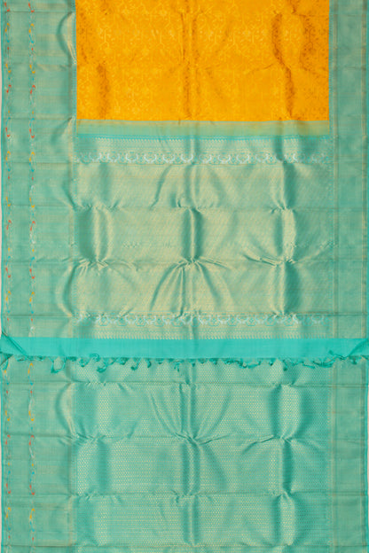 Kanchipuram Silk Jaal Yellow Saree
