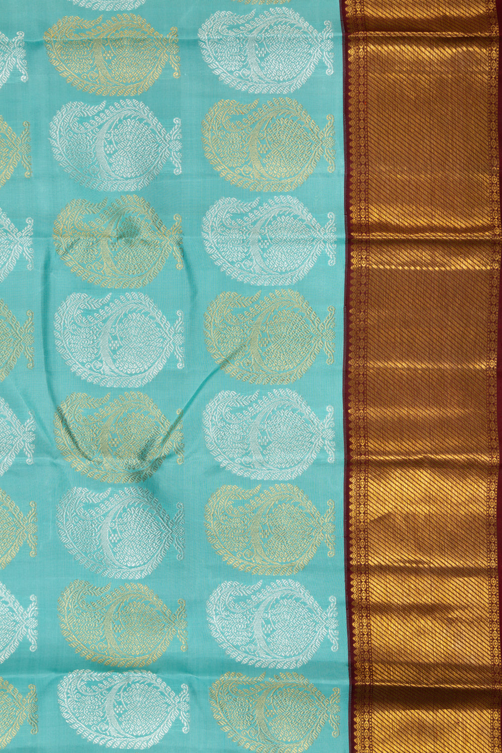 Kanchipuram Silk Brocade Sky Blue Saree