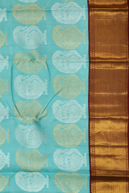 Kanchipuram Silk Brocade Sky Blue Saree