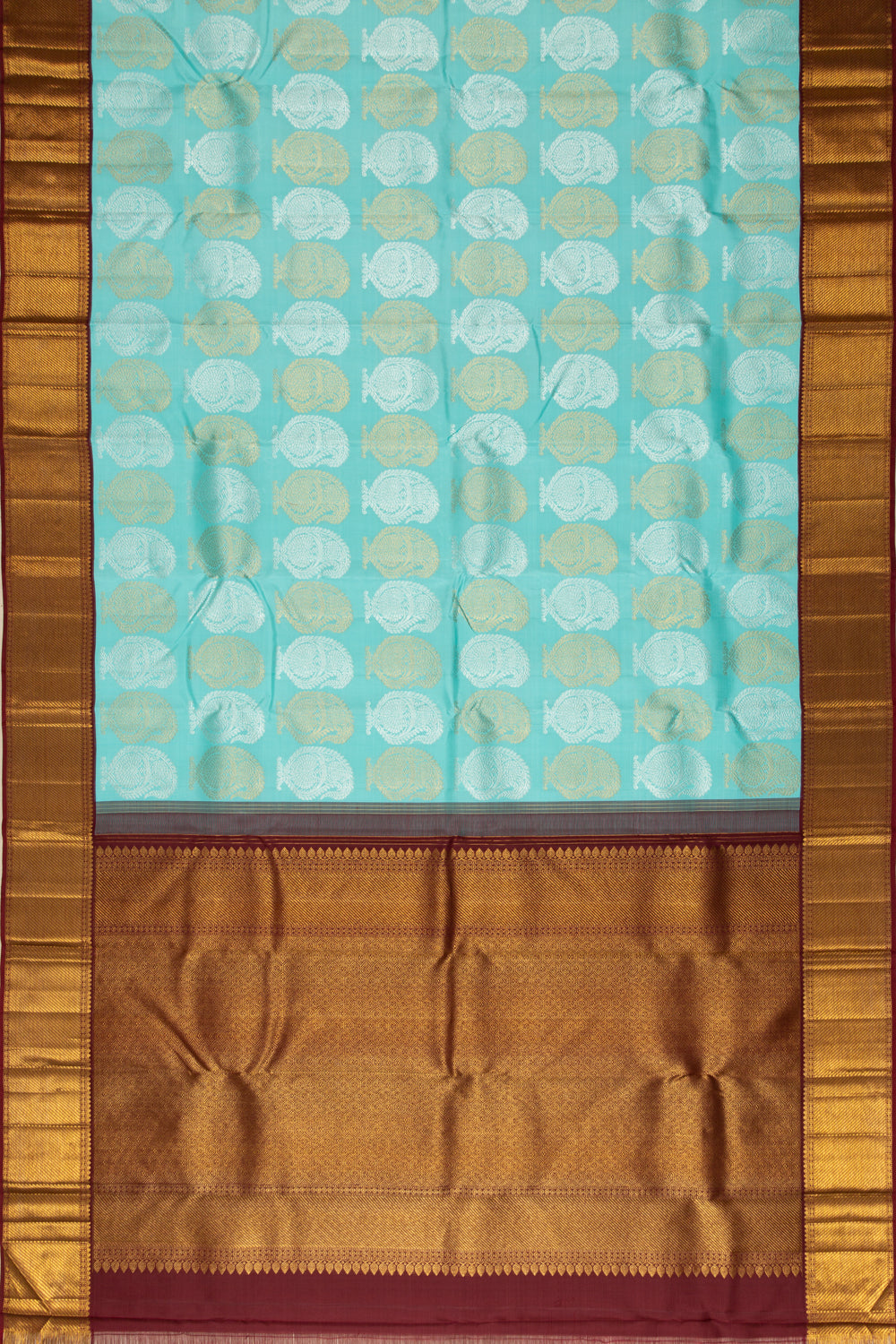 Kanchipuram Silk Brocade Sky Blue Saree