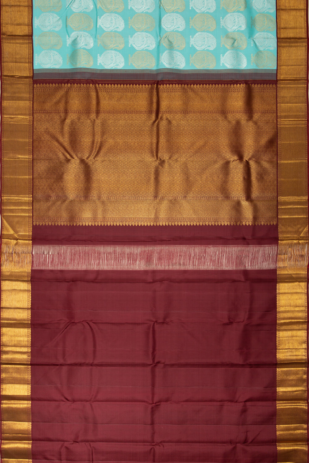 Kanchipuram Silk Brocade Sky Blue Saree