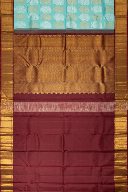 Kanchipuram Silk Brocade Sky Blue Saree