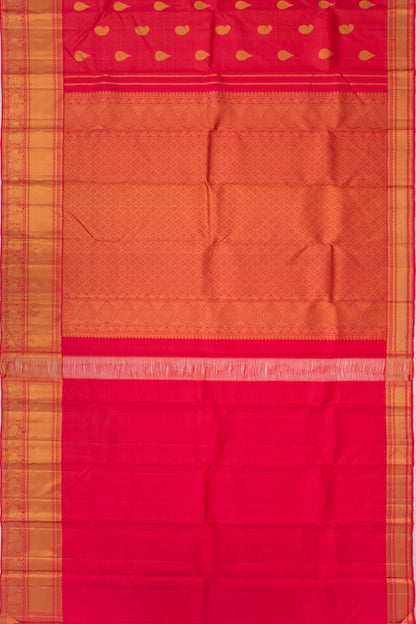 Kanchipuram Silk Checks And Butta Pink Saree