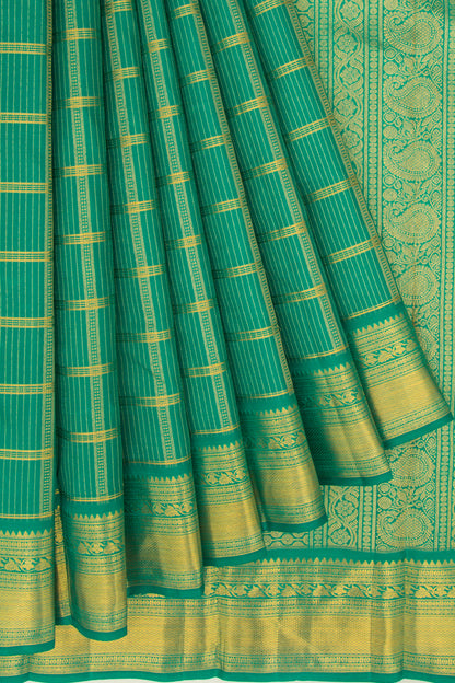 Kanchipuram Silk Checks Green Saree