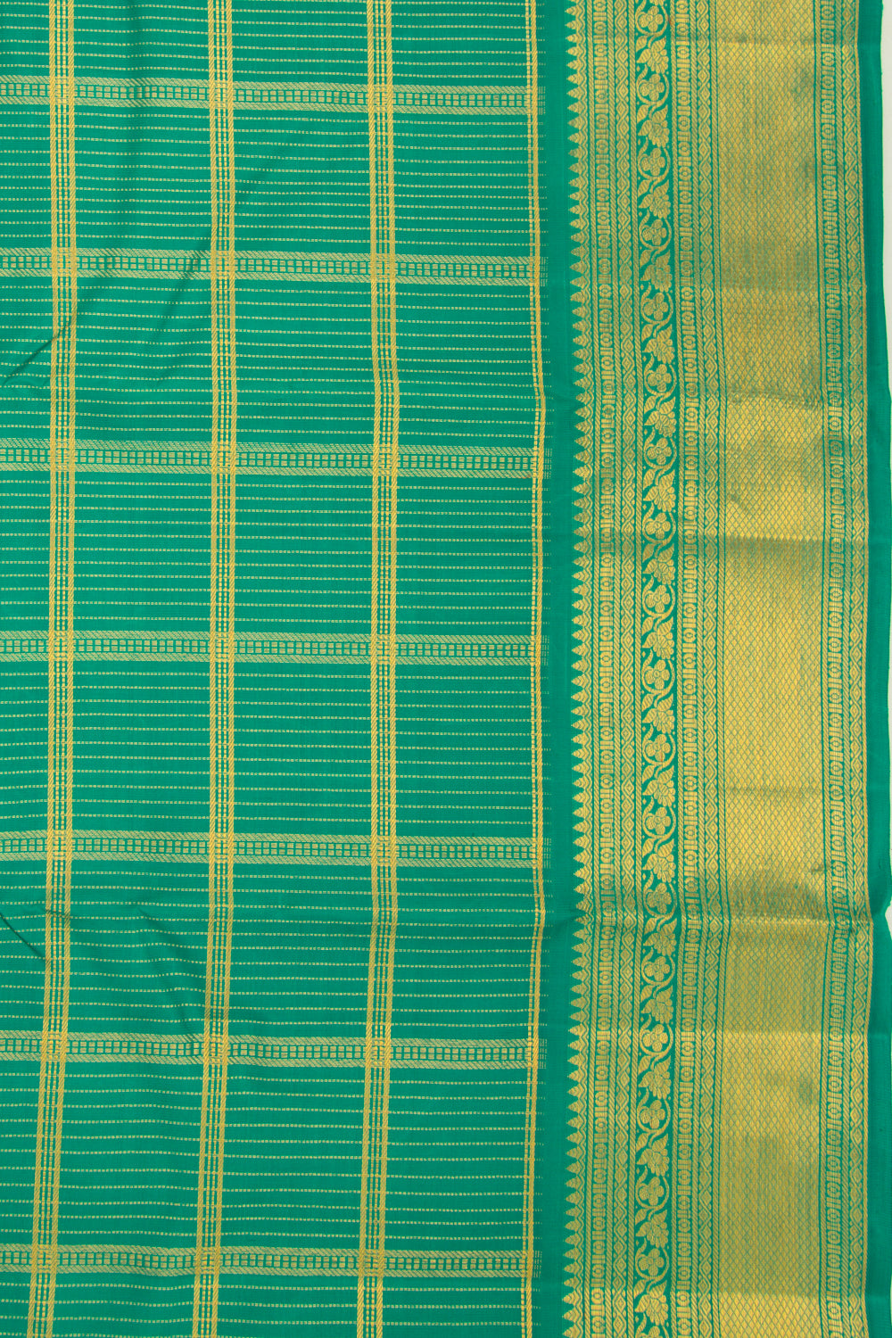 Kanchipuram Silk Checks Green Saree