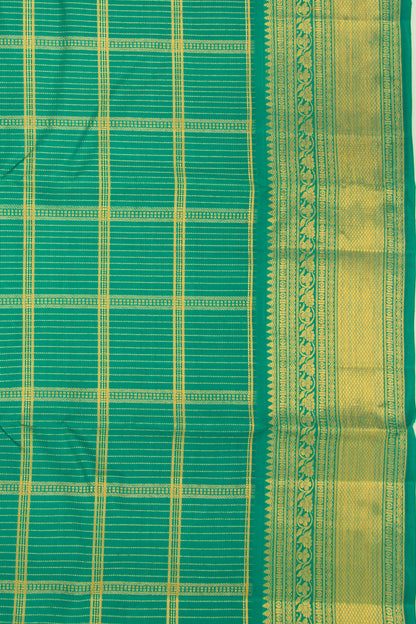 Kanchipuram Silk Checks Green Saree