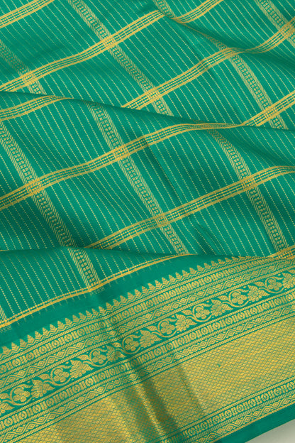 Kanchipuram Silk Checks Green Saree