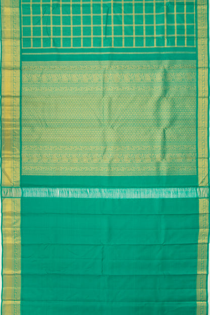 Kanchipuram Silk Checks Green Saree