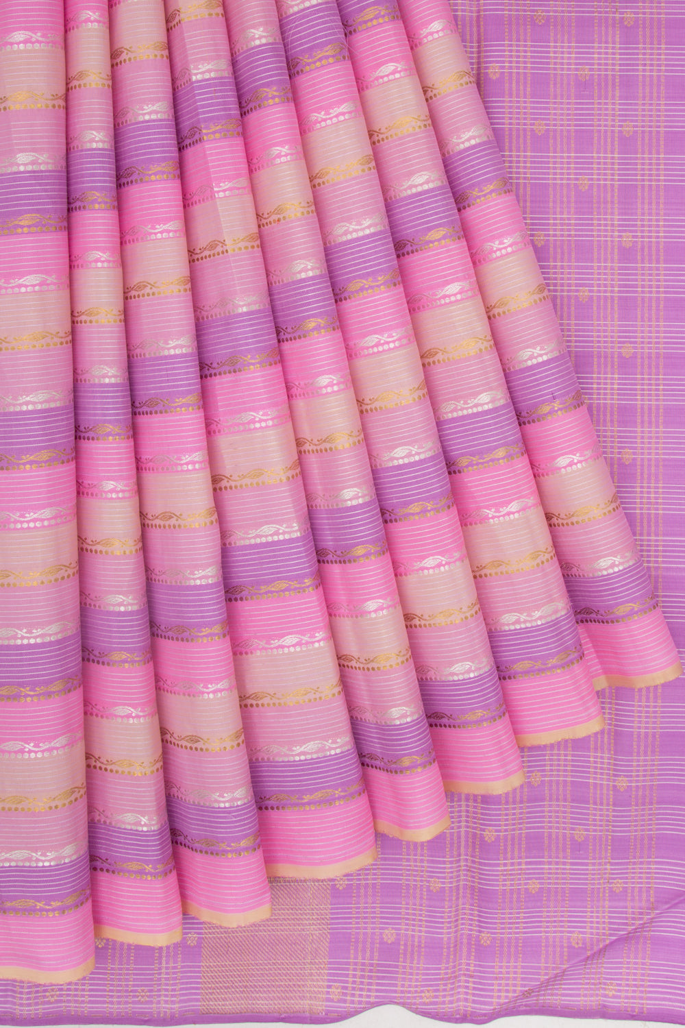 Kanchipuram Silk Horizontal Lines Multicolour Saree