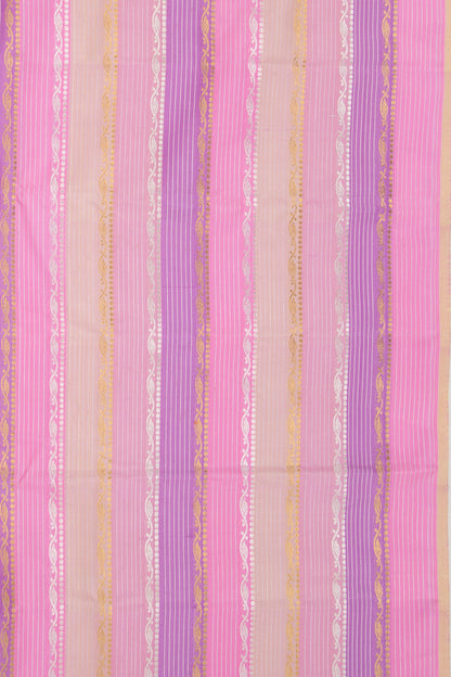 Kanchipuram Silk Horizontal Lines Multicolour Saree