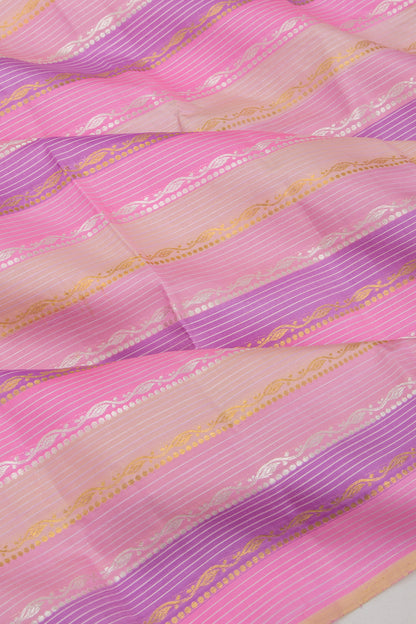 Kanchipuram Silk Horizontal Lines Multicolour Saree