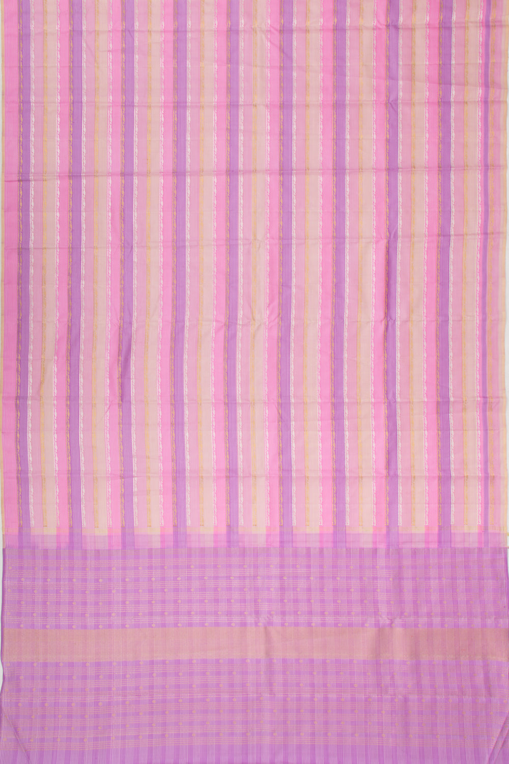 Kanchipuram Silk Horizontal Lines Multicolour Saree