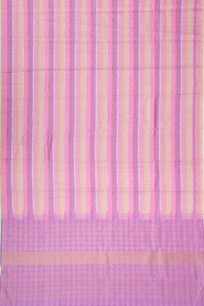Kanchipuram Silk Horizontal Lines Multicolour Saree